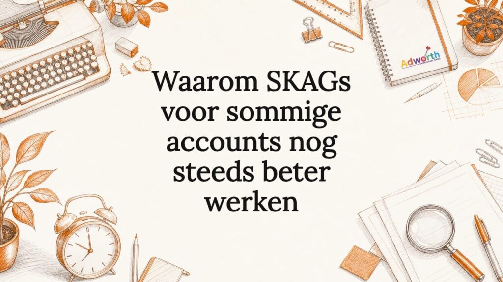 Sfeervolle titelkaart met illustratie, inclusief tools voor advertenties en data-analyse