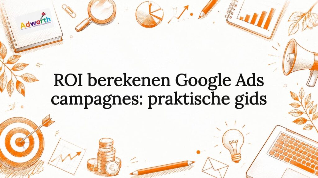Geïllustreerde titelkaart met herkenbare marketingiconen
