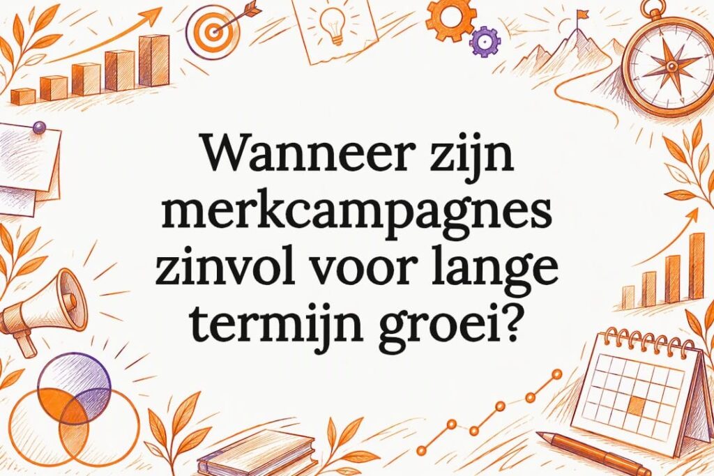 Titelkaart met schetsen van merkcampagnes